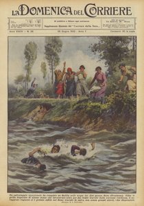 An Exceptional Rescue Was Carried Out by a Balilla in the Waters of the Liri Near Sora (Frosinone) by Achille Beltrame