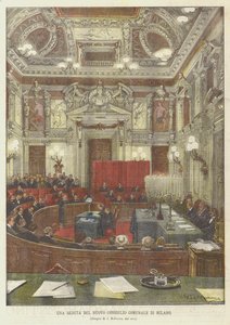 A Session of the New Municipal Council of Milan by Achille Beltrame