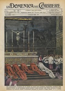 A characteristic ceremony for the appointment of five new cardinals, adoration at the altar
