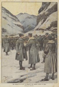 A Ceremony in the Snow, the Awarding of Two Silver Medals for Valor by Achille Beltrame