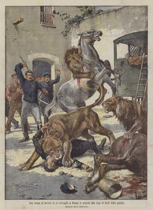 A Scene of Terror in a Menagerie in Moscow Following the Escape of Lions from the Cage