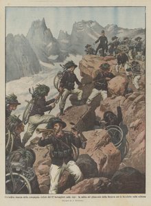 A daring march of the 12th Bersaglieri cyclist company on the Alps, the ascent of the glacier by Achille Beltrame