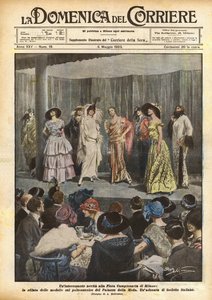 An Interesting Novelty at the Milan Trade Fair, the Parade of Models on the Stage by Achille Beltrame