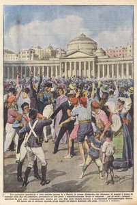 An Unusual Spectacle Was Seen a Few Days Ago in Naples, in Piazza Plebiscito, Which Overflowed by Achille Beltrame