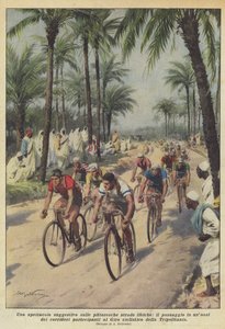 A Suggestive Show on the Picturesque Libyan Roads, the Passage in an Oasis of the Runners