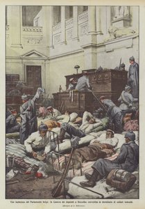 Inglorious use of the Belgian Parliament, the Chamber of Deputies in Brussels converted into a dormitory