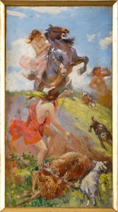 Amazons Hunting a Deer by Achille Boschi