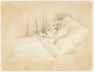 Madame Récamier (Juliette Récamier) on Her Deathbed May 11, 1849 by Achille Devéria