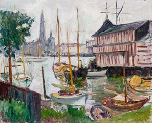 Yacht Basin at Sainte-Anne, Antwerp by Achille Emile Othon Friesz