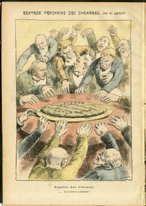 Illustration of Achille Lemot (1846-1909) in Le Pelerin, 03/06/06 - Next rental of the chambers - Antiparliamentarism, Chamber of Deputes Hemicycle, Galette des rois - Depute by Achille Lemot