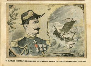 Illustration in Le Pelerin, 25/09/04 - The captain of the frigate of Cuverville, our naval attachment to Port-Arthur disappeared since August 17 - Port-Arthur, Shipwreck - De Cuverville by Achille Lemot
