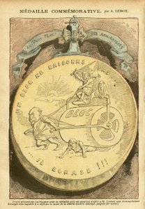 Illustration in Le Pelerin - Commemorative medal - Antimasonry Freemasonry, Affair of the files, Bloc of the left - Combes Emile, Marianne - Casserole by Achille Lemot
