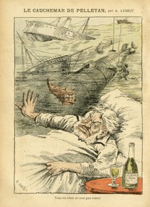 Illustration of Achille Lemot in Le Pelerin, 30/07/05 - The Nightmare of Pelletan - Various Facts, Army, Navy, Seaside, Submarine, Disaster Accidents, Alcoholic, Farfadet, Sully, Warships - Fish, Pelletan Cam