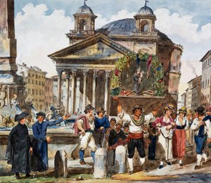 Strawberry festival at Pantheon in Rome by Achille Pinelli