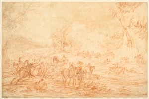 Landscape, with an Attack on a Convoy of Coaches