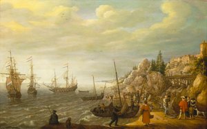 Dutch Ships at Anchor off a Fortified Scandinavian Town by Adam Willaerts