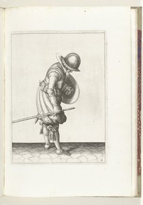 The Exercise with Shield and Pike: The Soldier Places the Pike Next to His Right Foot on the Ground (No. 16), 1618 (series title: The Nassau Weapon Handling, of Shield, Pike, Rapier and Target: Both Figuratively Depicted, and Set According to the New Order