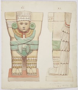 Caryatid from the outer chamber, Temple A, ball court, Chichen Itza, Mexico by Adela Breton