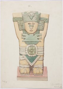 Caryatid from the outer chamber, Temple A, ball court, Chichen Itza, Mexico by Adela Breton