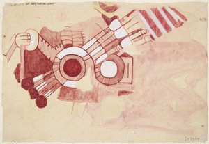 Copy of a fragment of painting from the Casa de Barrios, Teopancaxco, Teotihuacan, Mexico State