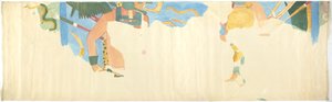Tracing of a wall painting at Chichen Itza, Mexico From the east wall, inner middle chamber, Upper Temple of the Jaguars, Great Ball Court by Adela Breton