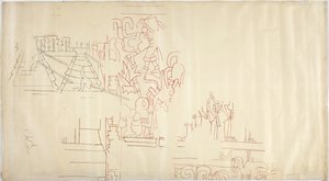 Tracing of a wall painting from Casa de Monjas, Chichen Itza, Mexico