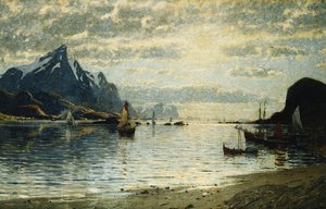 A Fjord Scene with Sailing Vessels