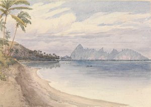 Eimeo [Moorea] from near Papeiti [Tahiti, Society Islands], Aug 25th 1849 by Admiral Sir Edward Gennys Fanshawe