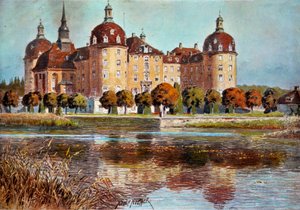 View of the chateau of Moritzbourg. Prints by Adolphe Nother (19th century) by Adolf Noether