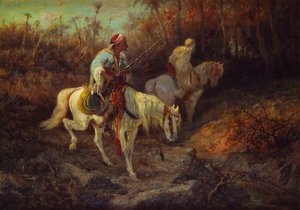 Arab Horsemen at the Edge of a Wood by Adolf Schreyer