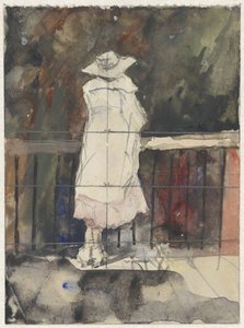 Standing Woman Seen from the Back, in Front of a Balustrade by Adolf le Comte