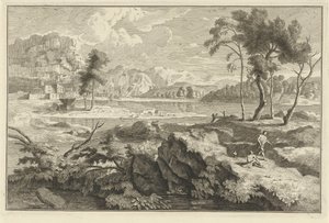 Arcadian Landscape with Rocks and River by Adolf van der Laan