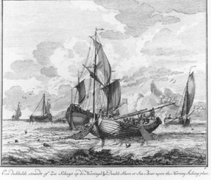 A Double Beach or Sea Boat on the Fishery (No. 9 from the Herring Fishing Series) by Adolf van der Laan