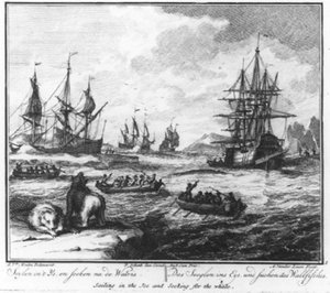 “Sailing in the Ice and Seeking the Whale” (No. 1 from the Whaling series) by Adolf van der Laan