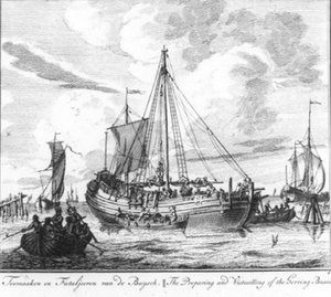“Toemaaken en fictaljeeren van de buysch” (no. 4 from the series Herring Fishing) by Adolf van der Laan