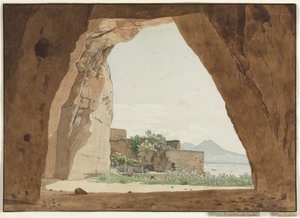 Vesuvius and the Bay of Naples from a Cave by Adolf von Heydeck
