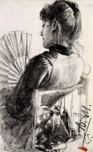 Lady with a Fan by Adolph Menzel