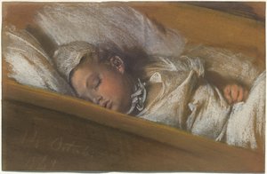 An Infant Asleep in His Crib