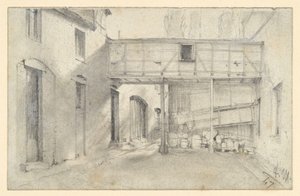 View into a Courtyard by Adolph Menzel