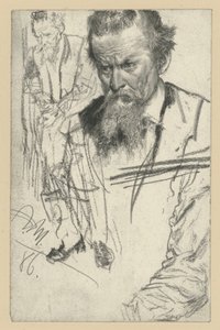 Bust of a Man with Goatee, Slightly Inclined to the Left, Left: a Standing Man, to the Left, Right: Sleeve Study by Adolph Menzel