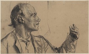 Bust of a Man with Sparse Hair, Left Hand Raised by Adolph Menzel