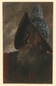 Bust of a Bearded Soldier with Helmet, Slightly Turned to the Left by Adolph Menzel