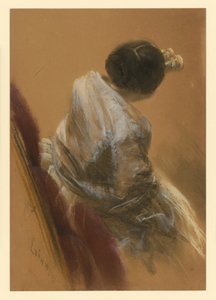 Lady in Armchair with Opera Glass by Adolph Menzel