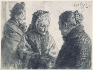 Three Women Wrapped in Cloths by Adolph Menzel