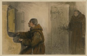 A Blind Monk Playing the Organ by Adolph Menzel