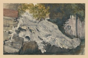 Collapsed Embankment by a Body of Water by Adolph Menzel