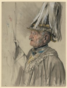 Friedrich Graf von Wrangel in Coat with Helmet and Plume, Portrait Study for "The Coronation of Wilhelm I in Königsberg" by Adolph Menzel