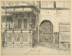 Seating and Door in the Peace Church in Jauer by Adolph Menzel