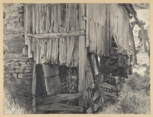 Wooden Enclosure around a Mill Wheel by Adolph Menzel