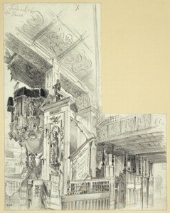 Interior with Pulpit of the Peace Church in Jauer by Adolph Menzel